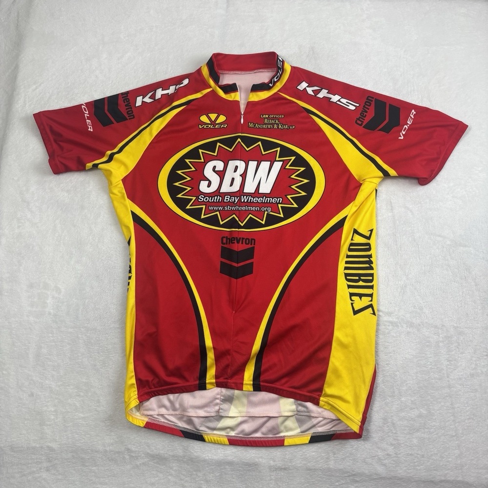 Voler SBW Red Full Zip Short Sleeve Cycling Jersey Men's Large‎